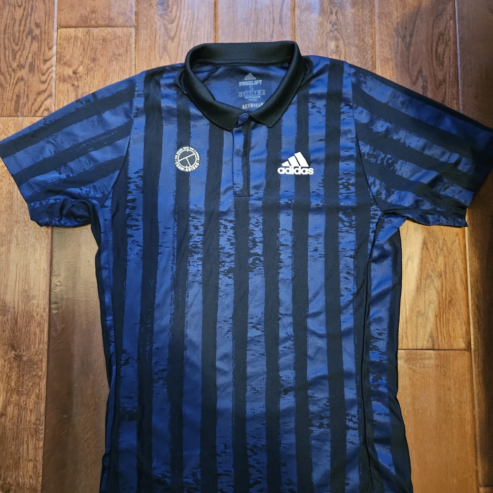 Adidas Blue and Black Tennis Polo